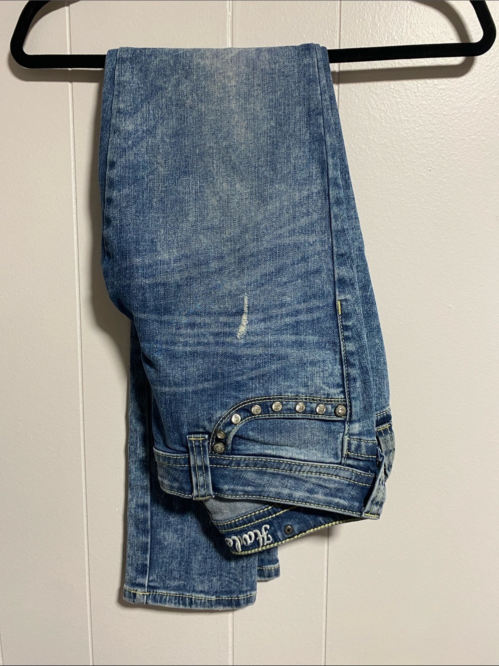 Harley-Davidson Light Blue Denim Jeans with Yellow Stitching